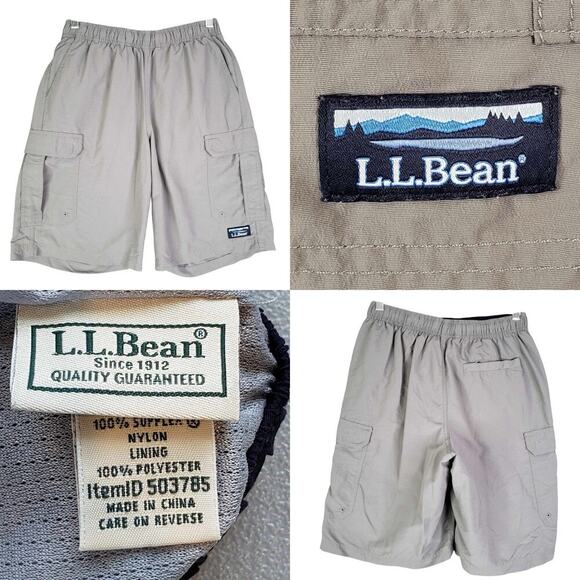 LL Bean Cargo Shorts Men's Size Small Lined Drawstring Pull On Athletic Gray - Picture 1 of 11